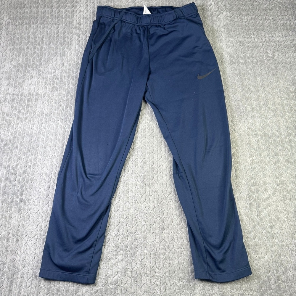 Nike Dri-FIT Joggers Mens Medium Navy Blue Athletic Training Pants Fleece Lined
